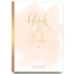NOVA MD Liebe & Hochzeit*Gästebuch Hochzeit in Gold| Hochzeitsbuch für Gäste mit Gold-Veredelung | Hardcover, 128 Seiten mit Leseband | Gästebuch Hochzeit mit Fragen