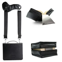 Barth & Bauer Lesen & Geschichten*HabersackSKIN Tasche PURO aus Nappaleder in Gr. XL in Onyx-Schwarz mit Tragegurt & Buchstütze