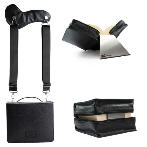 Barth & Bauer Lesen & Geschichten*HabersackSKIN Tasche PURO aus Nappaleder in Gr. XL in Onyx-Schwarz mit Tragegurt & Buchstütze