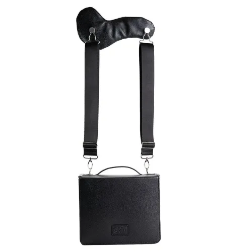 Barth & Bauer Lesen & Geschichten*HabersackSKIN Tasche PURO aus Nappaleder in Gr. XL in Onyx-Schwarz mit Tragegurt & Buchstütze