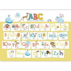 NOVA MD Schreibtischunterlagen*Hochwertiges ABC-Mini-Lernposter der Tiere (32,4 x 45,8 cm): Stabiler Karton, folienbeschichtet, abwischbar.