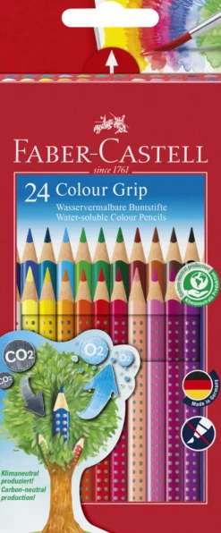 Holzfarbstifte Dünngrip, 24 Stück in Pappkarton*Faber Castell New