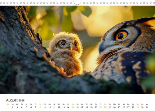 Im Reich der Eulen (Wandkalender 2026 DIN A3 quer), Monatskalender*Calvendo Discount