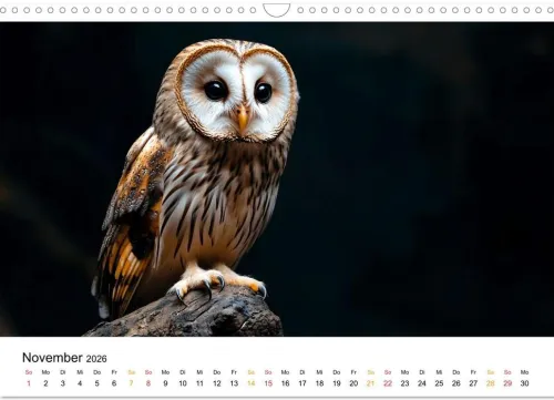 Im Reich der Eulen (Wandkalender 2026 DIN A3 quer), Monatskalender*Calvendo Discount