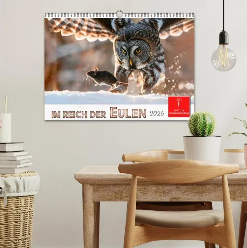 Im Reich der Eulen (Wandkalender 2026 DIN A3 quer), Monatskalender*Calvendo Discount