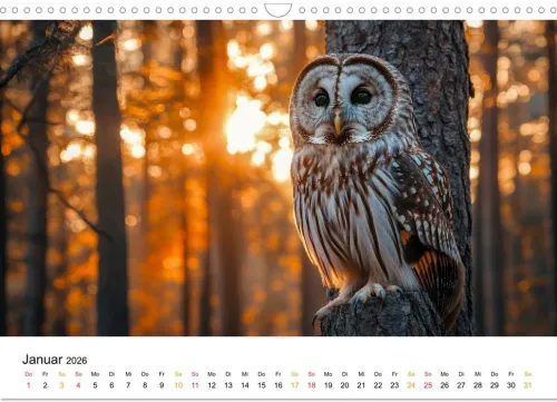 Im Reich der Eulen (Wandkalender 2026 DIN A3 quer), Monatskalender*Calvendo Discount