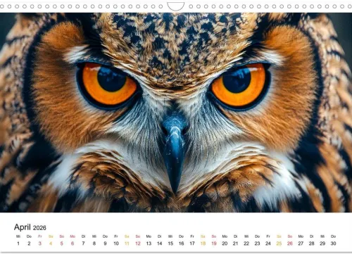 Im Reich der Eulen (Wandkalender 2026 DIN A3 quer), Monatskalender*Calvendo Discount