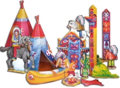 Indianer basteln Bastelbogen Ausschneidebogen mit Papierfiguren*Atelier Color Sale