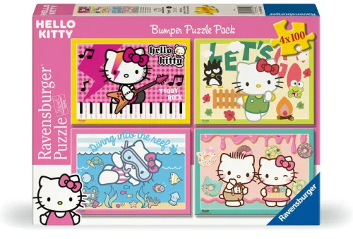 Ravensburger Spieleverlag Puzzles & Puzzlezubehör-Kinderpuzzle 4x100 Teile - Los geht's, Hello Kitty!