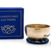 Klangschale in blauer Geschenkbox S mit Lotus-Aufdruck und Zubehör*Klangschalen-Center Hot