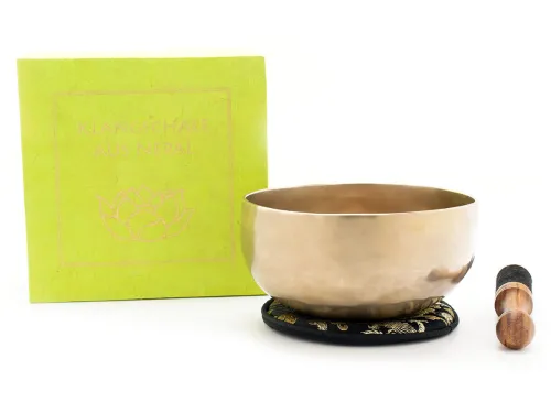 Klangschale in grüner Geschenkbox M mit Lotus-Box und Zubehör*Klangschalen-Center Online