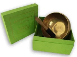 Klangschale in grüner Geschenkbox M mit Lotus-Box und Zubehör*Klangschalen-Center Online
