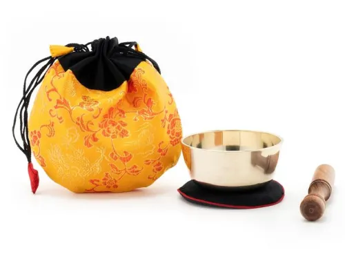 Klangschalen-Center Achtsamkeit & Gesundheit*Kleine Klangschale mit hellem Klang in gelbem Beutel