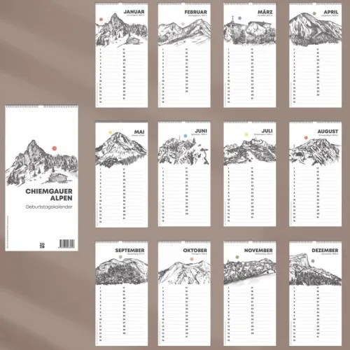NOVA MD Geburtstagskalender-Kleiner Geburtstagskalender "Chiemgauer Alpen", ohne Jahreszahl