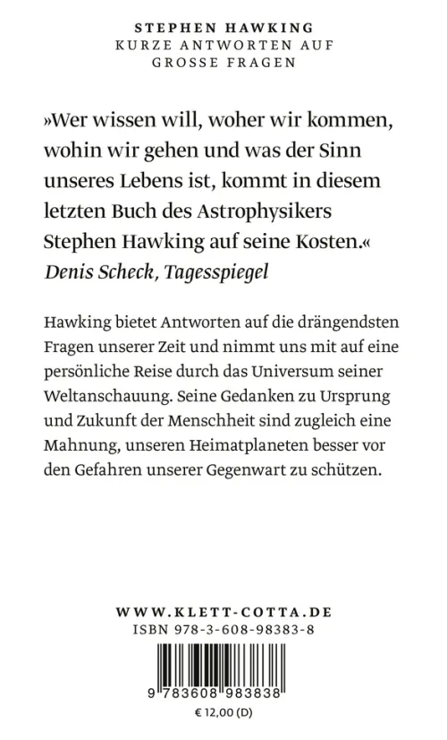 Kurze Antworten auf große Fragen*Klett-Cotta Verlag Outlet