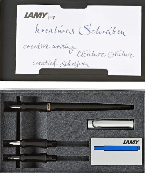 LAMY Füller & Tinte-Füller Set joy Al-black 011 Schönschreibfüller mit 3 Federspitzen