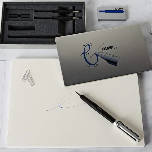 LAMY Füller & Tinte-Füller Set joy Al-black 011 Schönschreibfüller mit 3 Federspitzen