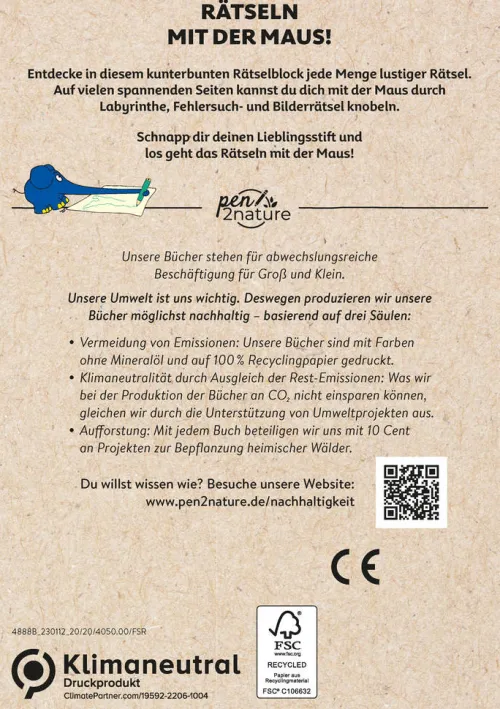 Lustige Rätsel mit der Maus. Bunter Rätselblock für Kinder ab 4 Jahren*Naumann & Göbel Verlagsg. New