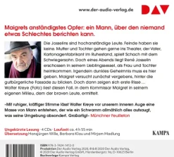 Der Audio Verlag, DAV Krimis & Thriller·Krimi Klassiker-Maigret und die braven Leute, 4 Audio-CD