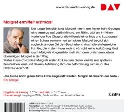 Der Audio Verlag GmbH Romane·Klassiker|Krimis & Thriller·Polizeiarbeit & Forensik*Maigrets erste Untersuchung