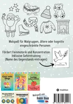 tredition Großdruck-Malbuch für Senioren Weihnachten und Winterzeit 35 einfache Ausmalbilder Gehirntraining für Rentner, Malanfänger, Malgruppen Geschenkidee Weihnachtsgeschenk, Gruppenbetreuung, Neujahr