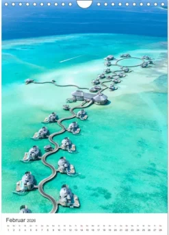 Calvendo Wandkalender-Malediven - Das wunderschöne Urlaubsparadies. (Wandkalender 2026 DIN A4 hoch), Monatskalender