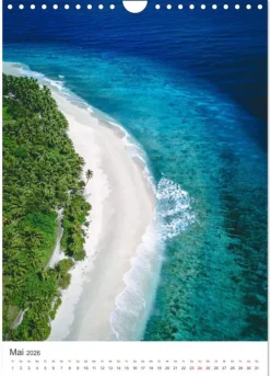 Calvendo Wandkalender-Malediven - Das wunderschöne Urlaubsparadies. (Wandkalender 2026 DIN A4 hoch), Monatskalender