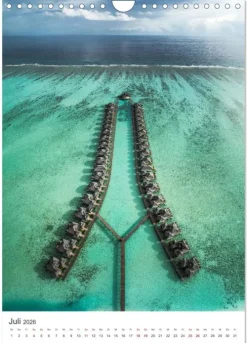 Calvendo Wandkalender-Malediven - Das wunderschöne Urlaubsparadies. (Wandkalender 2026 DIN A4 hoch), Monatskalender