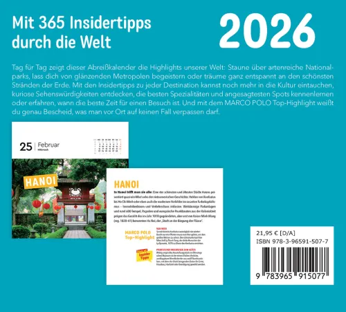 Kunth Kalender Abreiß-Kalender*MARCO POLO: Mit 365 Insidertipps durch die Welt - KUNTH Abreißkalender 2026