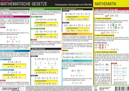 Dreipunkt Verlag Mathematik-Mathematische Gesetze. Info-Tafel