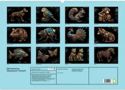 Calvendo Wandkalender-Mechanische Steampunk Tierwelt (Wandkalender 2026 DIN A2 quer), Monatskalender
