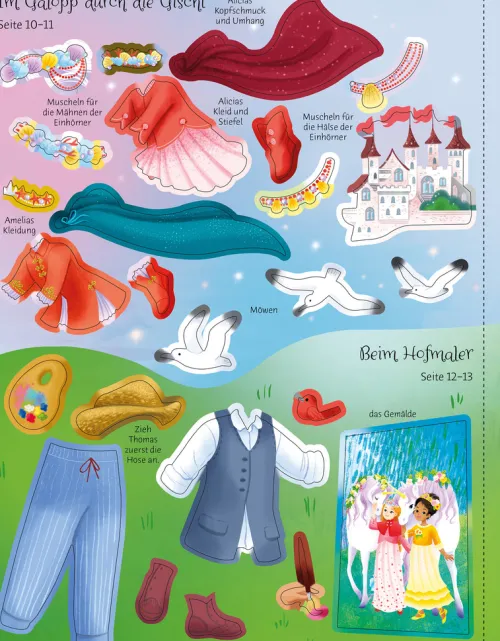 Usborne Verlag Stickerhefte*Mein Anziehpuppen-Stickerbuch: Prinzessinnen im Einhornland