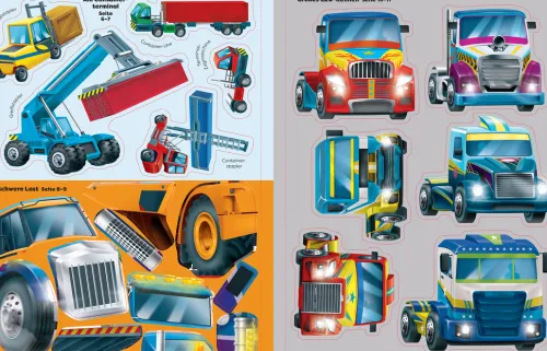 Usborne Verlag Stickerhefte*Meine Sticker-Trucks METALLIC
