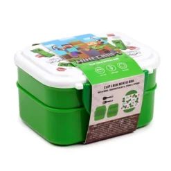 Triton-X Küche & Esszimmer-Minecraft Creeper & TNT Clip-Verschluss Stapelbare Bento Lunch Box mit Besteck
