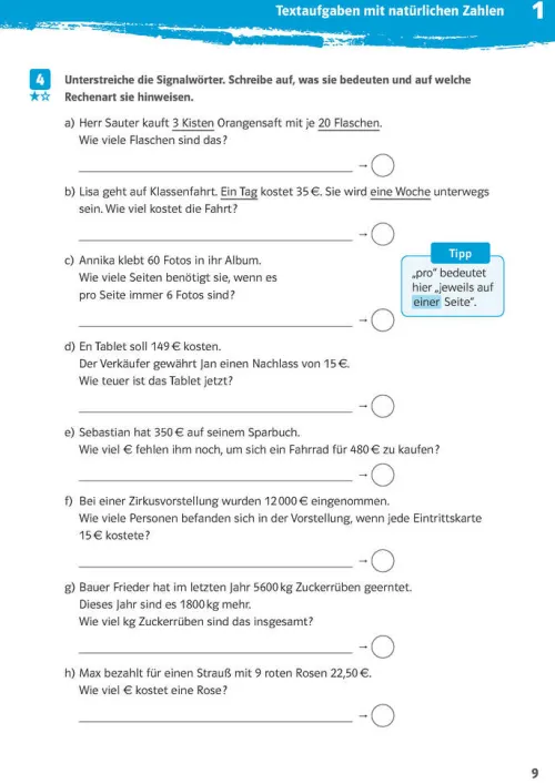 Klett Lerntraining Mittlere Reife·Mathematik-10-Minuten-Training Mathematik Textaufgaben 5. Klasse