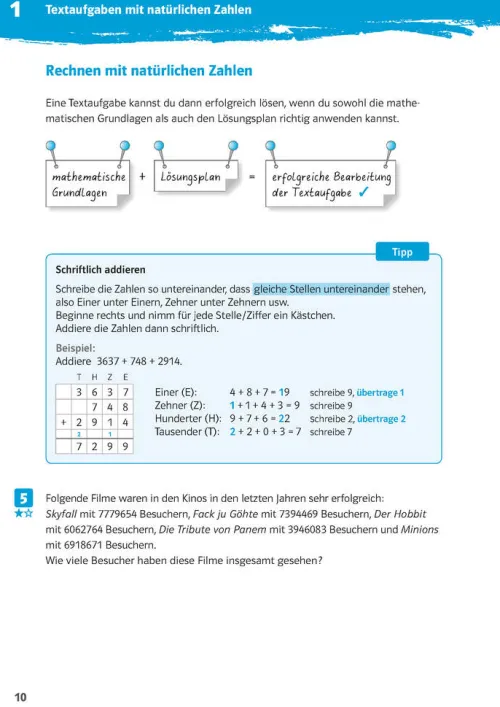 Klett Lerntraining Mittlere Reife·Mathematik-10-Minuten-Training Mathematik Textaufgaben 5. Klasse