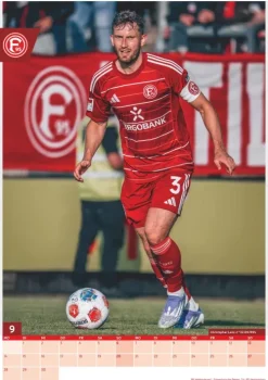 Neumann Verlage GmbH & Co Wandkalender*N Neumann - Fortuna Düsseldorf 2026 - Wandkalender A3 (30x42 cm) mit 12 Monatsblättern, deutschem Kalendarium & Spiralbindung, Fußball-Fankalender mit Spielerfotografien in Rot-Weiß