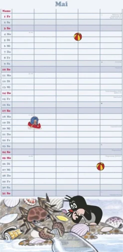 Neumann Verlage GmbH & Co Terminkalender-N NEUMANNVERLAGE - Der kleine Maulwurf 2026 Familienplaner, 22x45cm, Familienkalender mit 5 Spalten für Termine und Notizen, schöne Abbildungen, Stundenpläne, Schulferien und deutsches Kalendarium