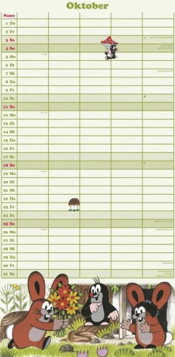 Neumann Verlage GmbH & Co Terminkalender-N NEUMANNVERLAGE - Der kleine Maulwurf 2026 Familienplaner, 22x45cm, Familienkalender mit 5 Spalten für Termine und Notizen, schöne Abbildungen, Stundenpläne, Schulferien und deutsches Kalendarium