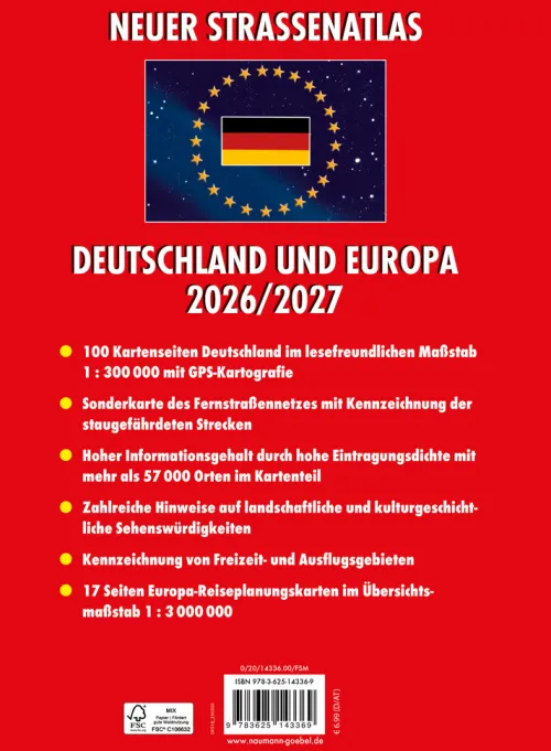 Naumann & Göbel Verlagsg. Karten & Atlanten*Neuer Straßenatlas Deutschland/Europa 2026/2027
