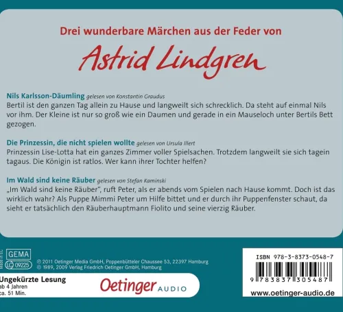 Kinder Oetinger Kinder- & Jugendbücher·Märchen & Sagen-Nils Karlsson-Däumling und andere Geschichten