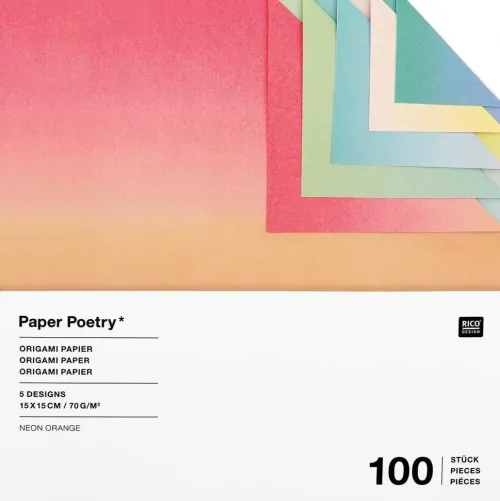Rico Design GmbH & Co.KG Bastelpapier & Origami-Origami Duo Color, Linear Gradient FSC MIX, 15 x 15 cm, 100 Blatt
