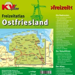 KommunalVerlag Tacken e.K Karten & Atlanten-Ostfriesland Freizeitatlas (ganze ostfriesische Halbinsel) - Spiralbindung, KVplan, Radkarte/Freizeitkarte, 1:60.000