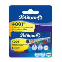 Pelikan Füller & Tinte-Tintenpatronen 4001® 2 x 5er Set Patronen mit bunt bedruckten Großraum-Patronen, Königsblau