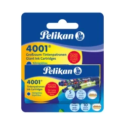 Tintenpatronen 4001® 2 x 5er Set mit bunt bedruckten Patronen für Lamy-Füller, Königsblau*Pelikan