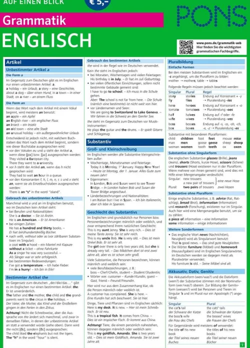 Pons Langenscheidt GmbH Lexika & Sprachen-PONS Grammatik auf einen Blick Englisch