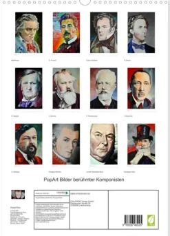 PopArt Bilder berühmter Komponisten (Wandkalender 2026 DIN A3 hoch), Monatskalender*Calvendo Discount