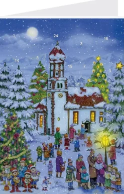 Richard Sellmer Verlag Postkartenkalender*Postkarten-Adventskalender "Heilig Abend an der Kirche"