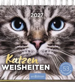 Ars Edition GmbH Geburtstagskalender*Postkartenkalender Katzenweisheiten 2027