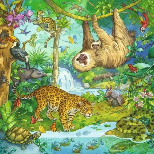 Ravensburger Kinderpuzzle 05180 - Im Urwald - 3x49 Teile Puzzle für Kinder ab 5 Jahren*Ravensburger Spieleverlag